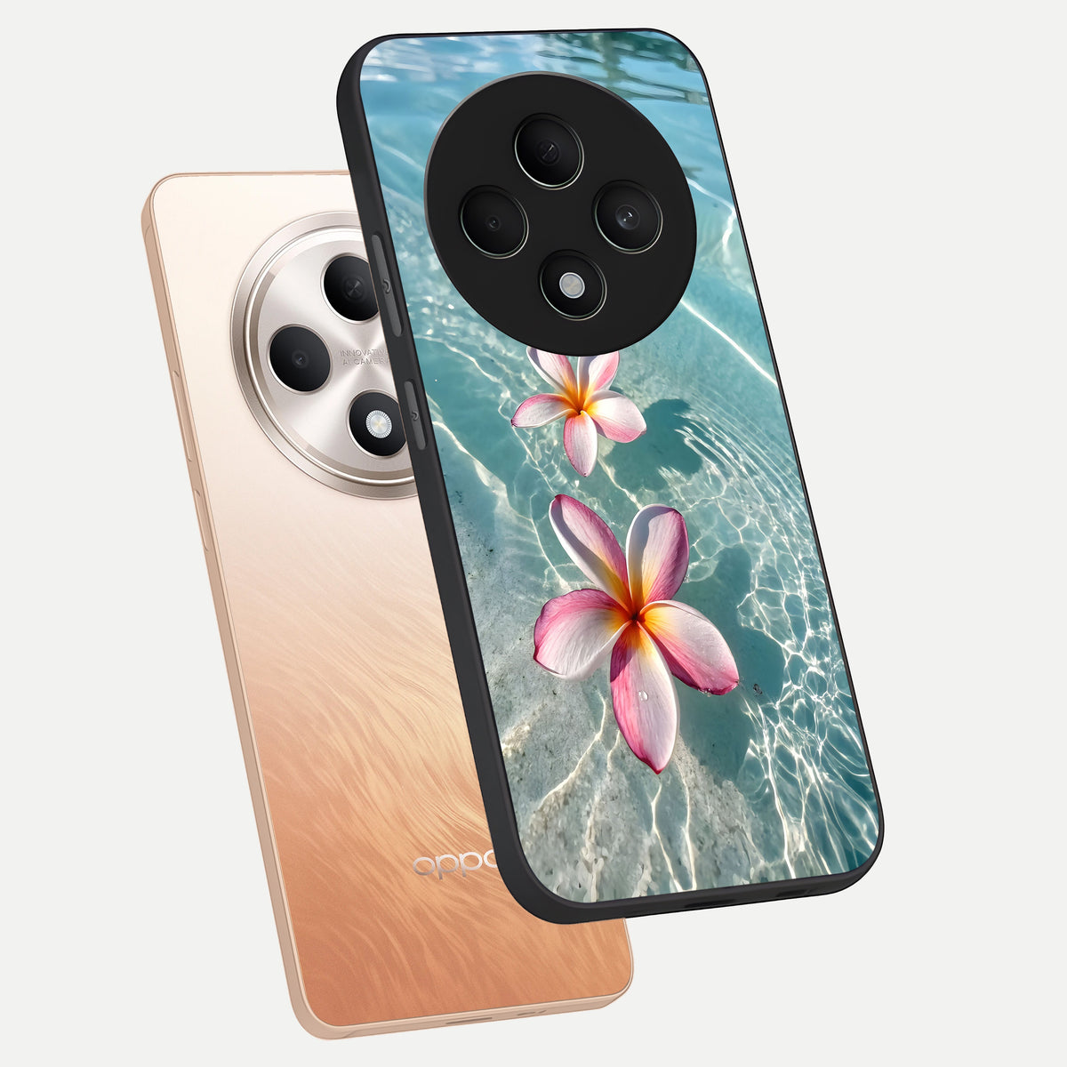  Floating Bloom Bliss phone case For Oppo F27 5G showing premium glass back cover with detailed artwork