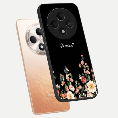  Floral Design Personalized Custom Name phone case For Oppo F27 5G showing premium glass back cover with detailed artwork