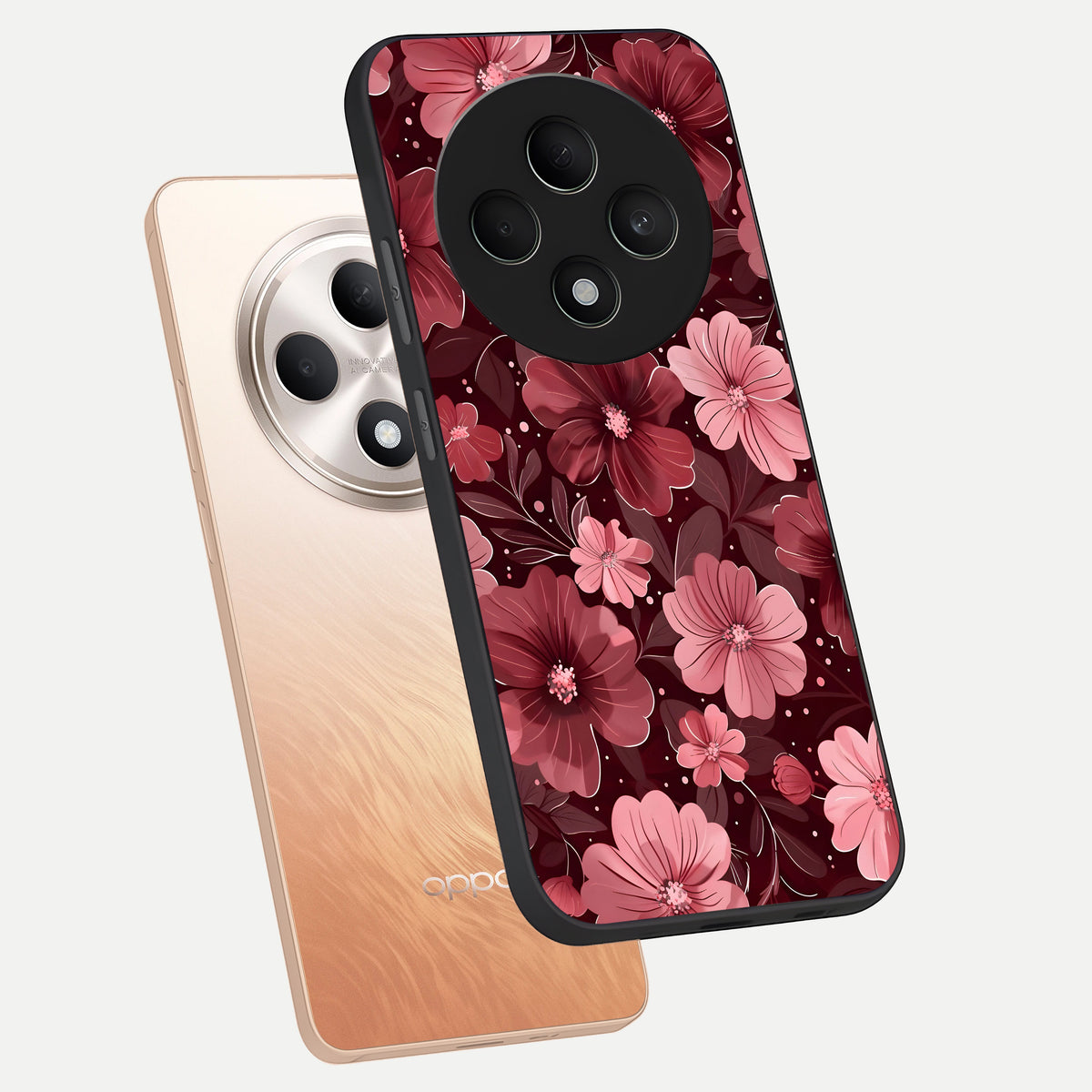  Flower Blush Bloom phone case For Oppo F27 5G showing premium glass back cover with detailed artwork