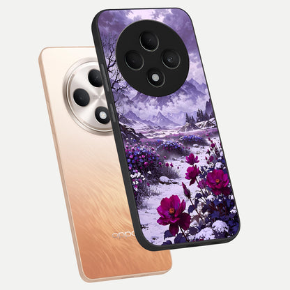  Flower Mountain View phone case For Oppo F27 5G showing premium glass back cover with detailed artwork