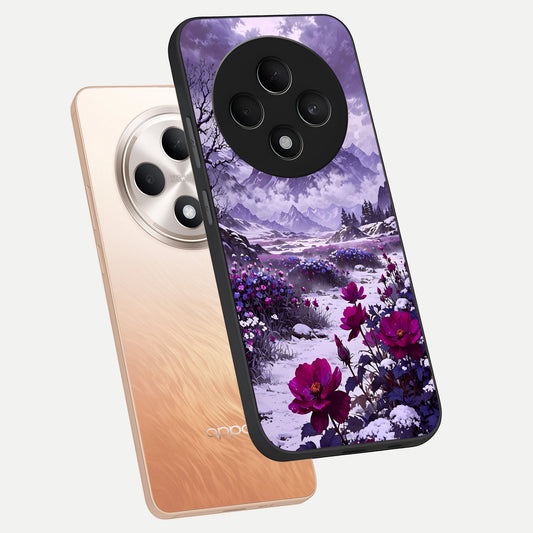  Flower Mountain View phone case For Oppo F27 5G showing premium glass back cover with detailed artwork