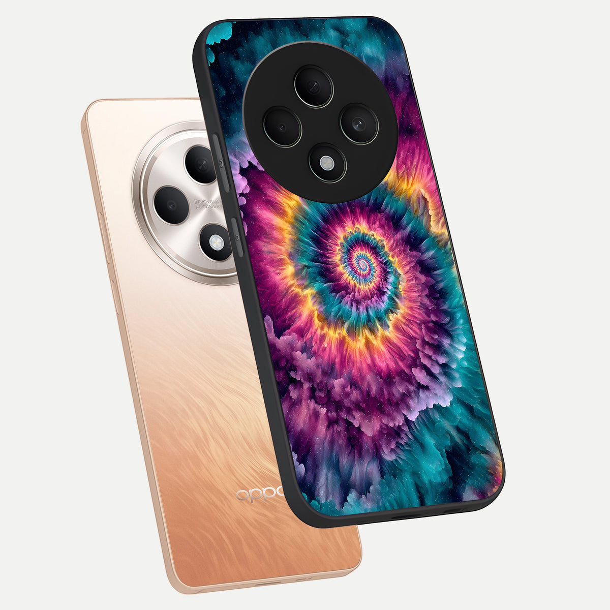  Galactic Spiral Burst phone case For Oppo F27 5G showing premium glass back cover with detailed artwork
