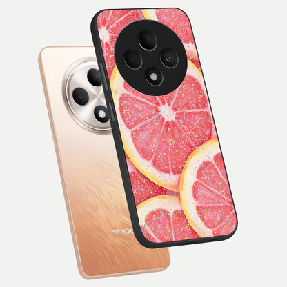  Glitter Grapefruit phone case For Oppo F27 5G showing premium glass back cover with detailed artwork