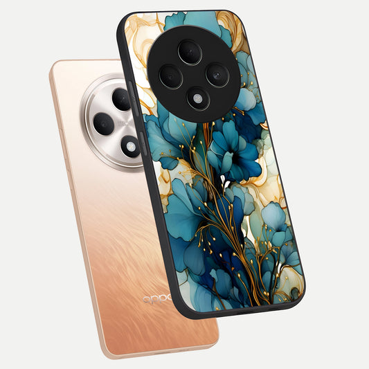  Golden Bloom Symphony phone case For Oppo F27 5G showing premium glass back cover with detailed artwork