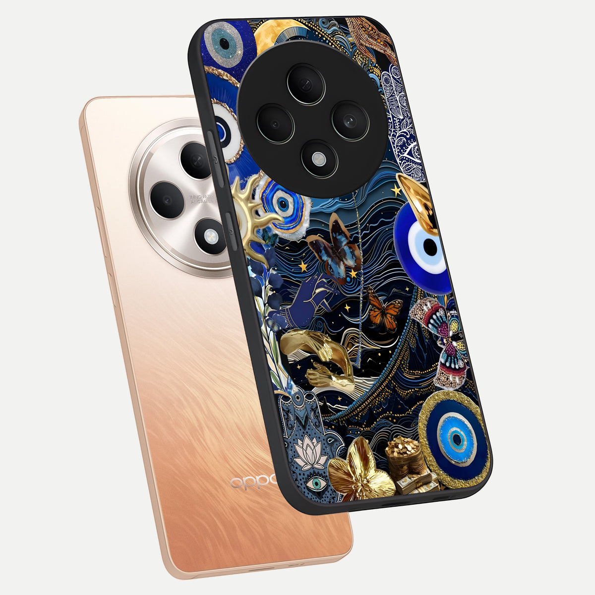  Golden Moon Magic phone case For Oppo F27 5G showing premium glass back cover with detailed artwork