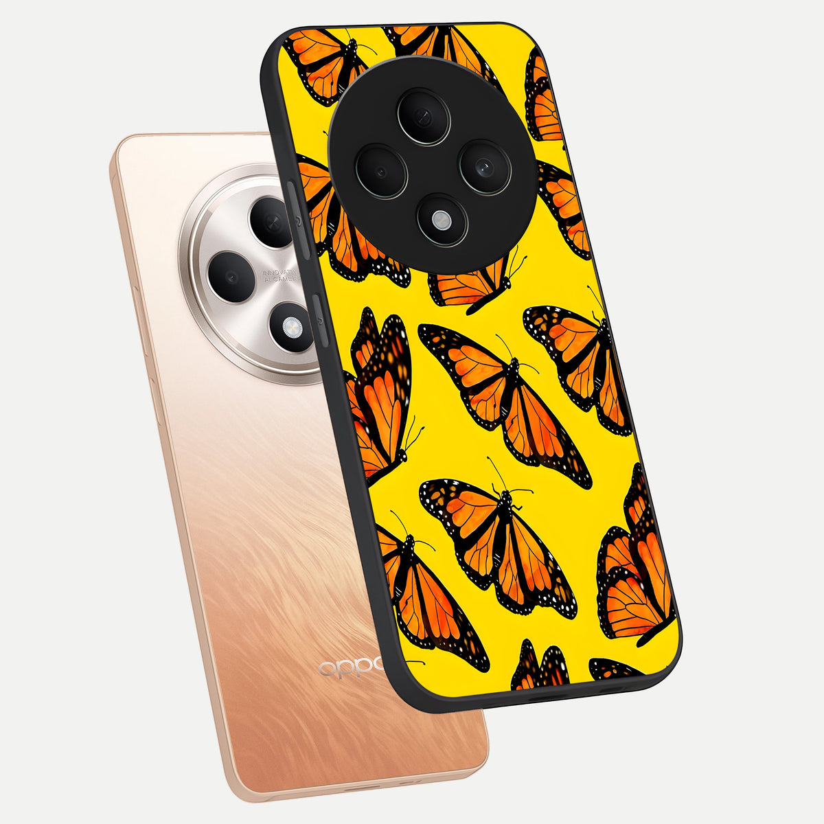  Golden Wing Flight phone case For Oppo F27 5G showing premium glass back cover with detailed artwork