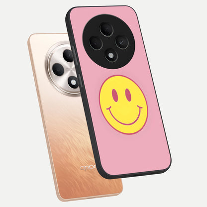  Happy Pink Mood phone case For Oppo F27 5G showing premium glass back cover with detailed artwork