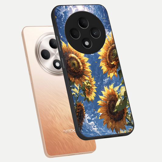  Heavenly Sunflower Rise phone case For Oppo F27 5G showing premium glass back cover with detailed artwork