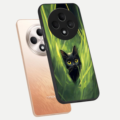  Hidden Cat Whisper phone case For Oppo F27 5G showing premium glass back cover with detailed artwork