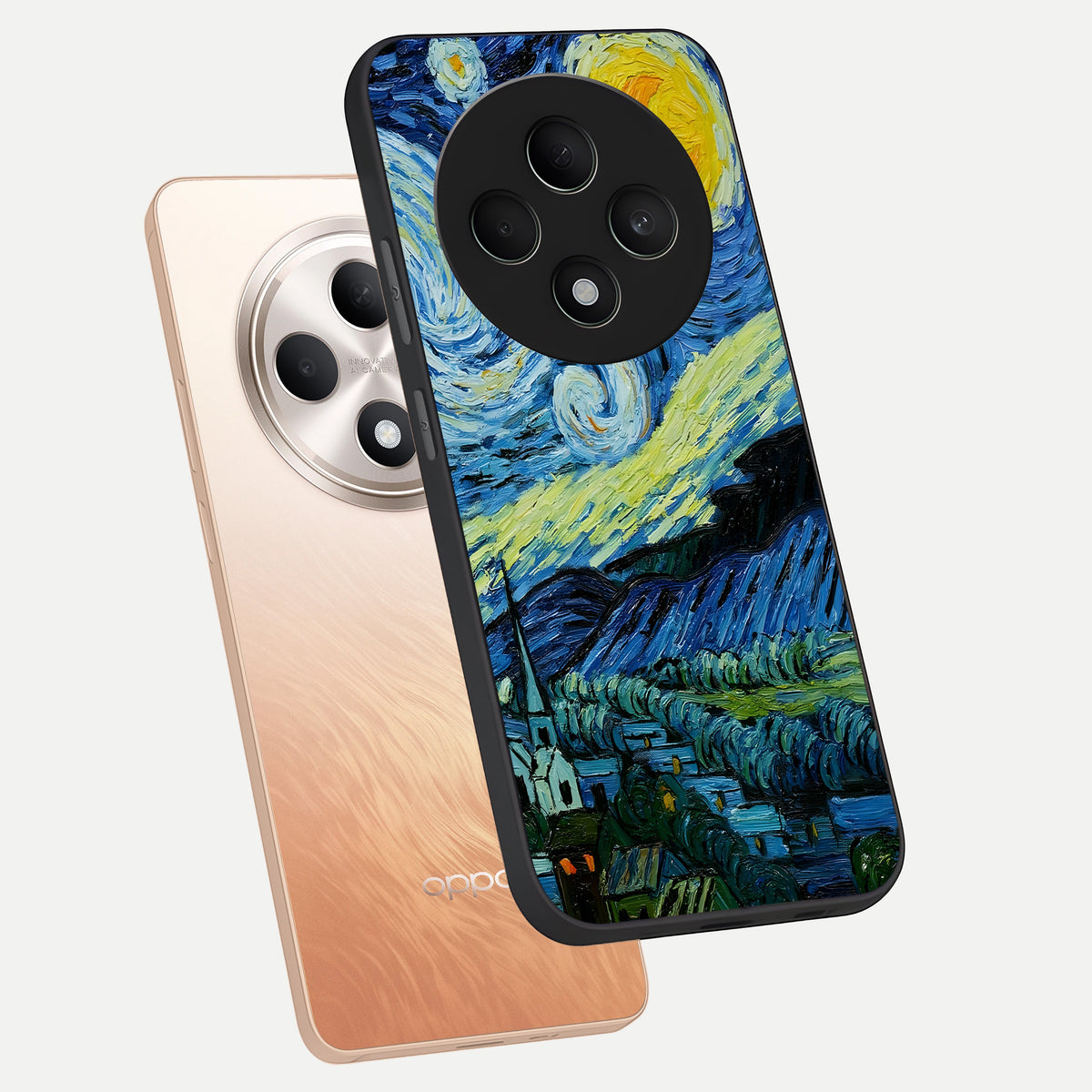  Inspired Van Gogh Art phone case For Oppo F27 5G showing premium glass back cover with detailed artwork