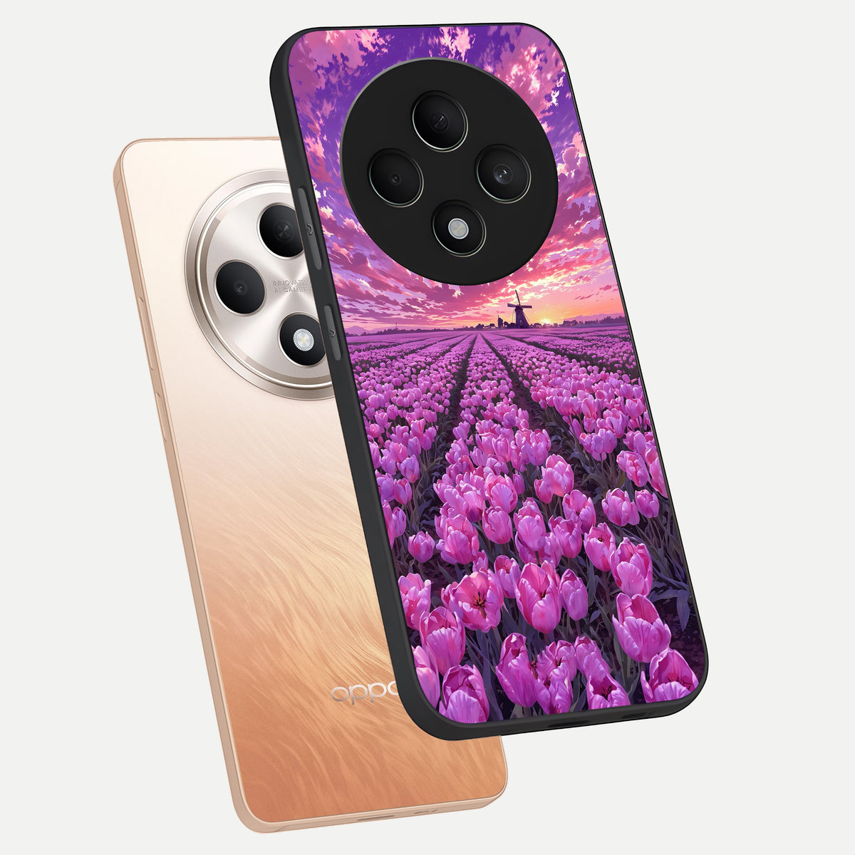  Lavender Dream Skies phone case For Oppo F27 5G showing premium glass back cover with detailed artwork