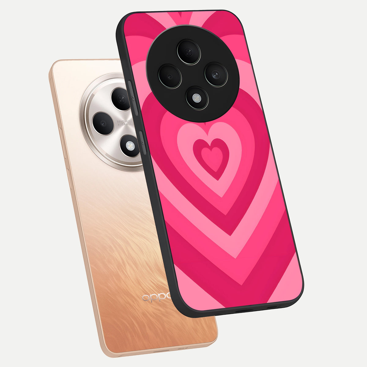  Layered Love Hearts phone case For Oppo F27 5G showing premium glass back cover with detailed artwork