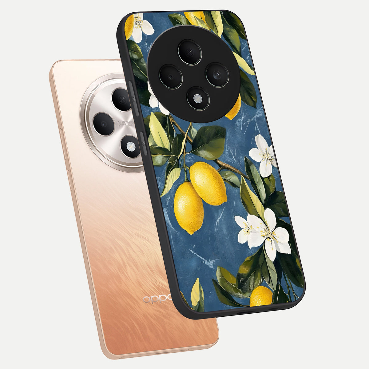  Lemon Dream Garden phone case For Oppo F27 5G showing premium glass back cover with detailed artwork