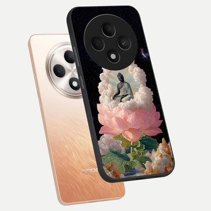  Lotus Divine Peace phone case For Oppo F27 5G showing premium glass back cover with detailed artwork
