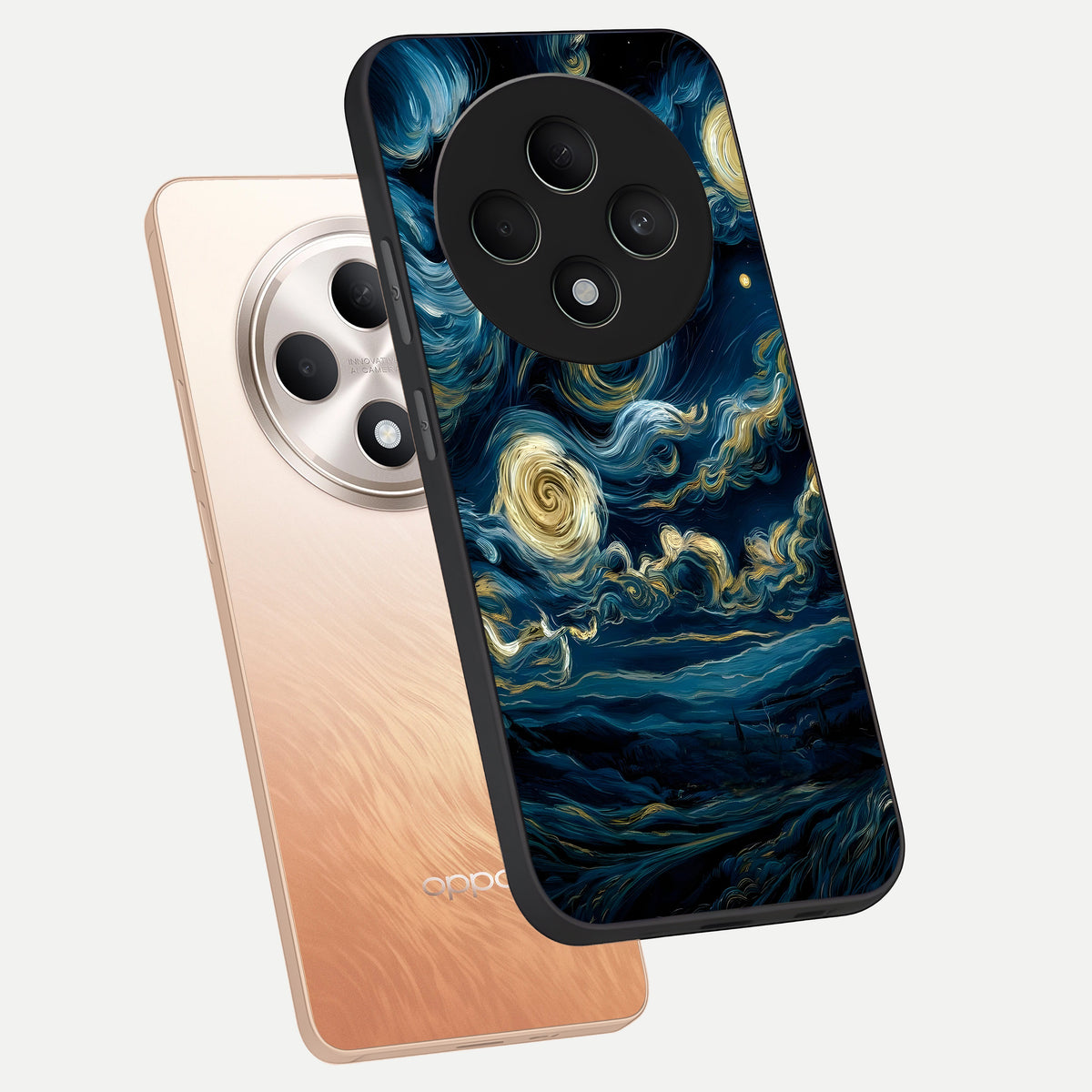  Midnight Sky Whirl phone case For Oppo F27 5G showing premium glass back cover with detailed artwork