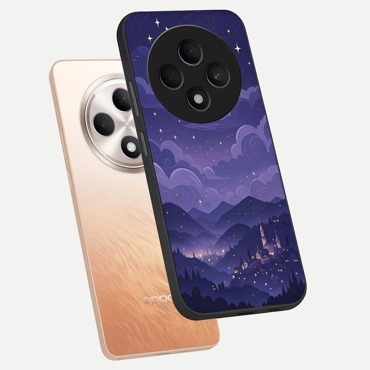  Minimal Night View phone case For Oppo F27 5G showing premium glass back cover with detailed artwork