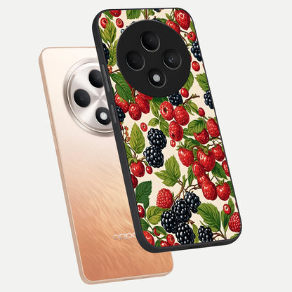  Mixed Berry Collage phone case For Oppo F27 5G showing premium glass back cover with detailed artwork