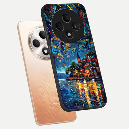  Moonlight Harbor Glow phone case For Oppo F27 5G showing premium glass back cover with detailed artwork