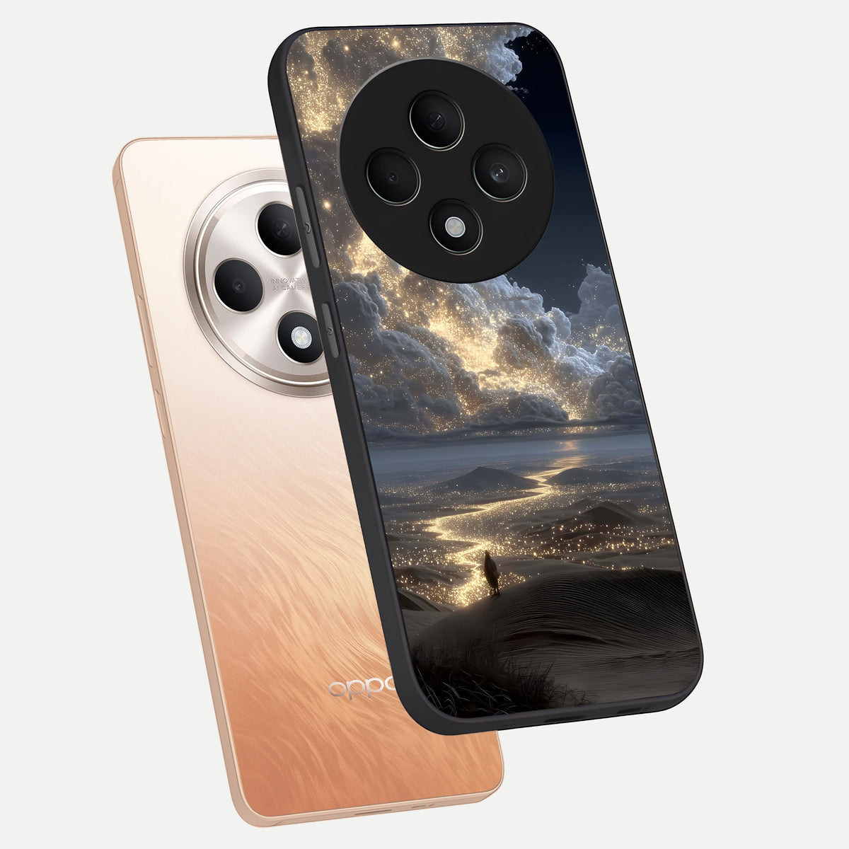  Moonlight Spark Path phone case For Oppo F27 5G showing premium glass back cover with detailed artwork