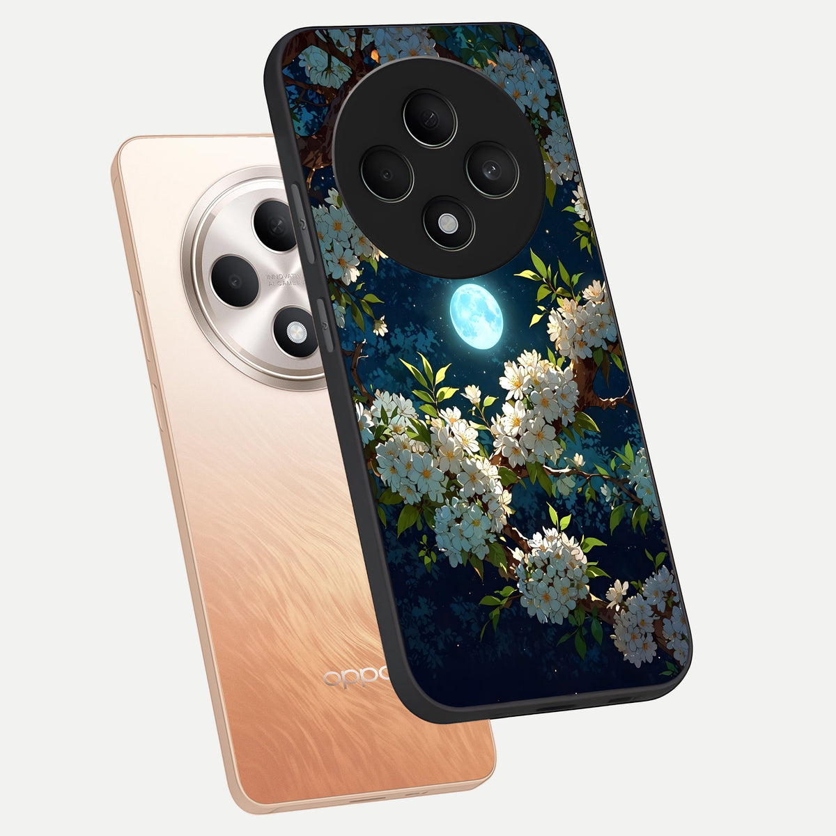  Moonlit Blossom Dream phone case For Oppo F27 5G showing premium glass back cover with detailed artwork