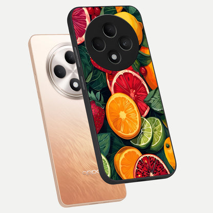  Multiple Fruits phone case For Oppo F27 5G showing premium glass back cover with detailed artwork