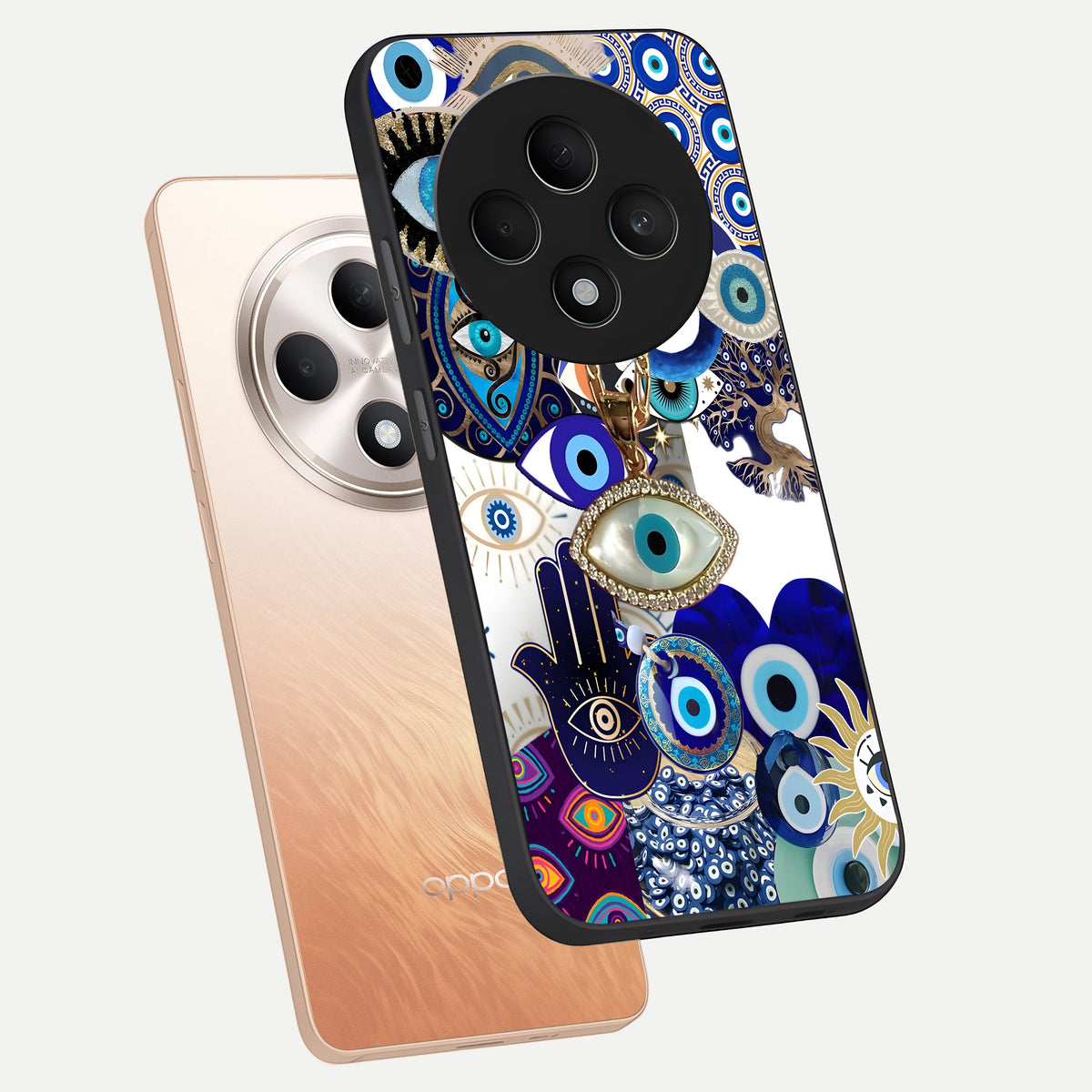  Mystic Charm Eye phone case For Oppo F27 5G showing premium glass back cover with detailed artwork