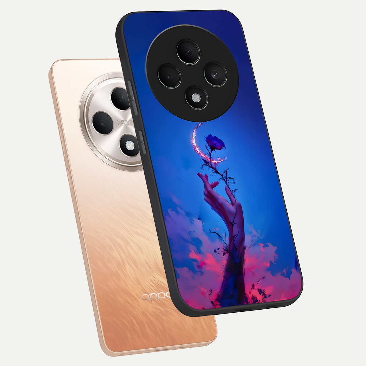  Mystic Hand phone case For Oppo F27 5G showing premium glass back cover with detailed artwork