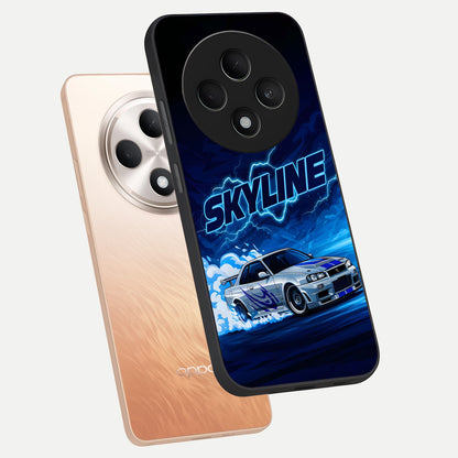  Neon Drift Beast phone case For Oppo F27 5G showing premium glass back cover with detailed artwork