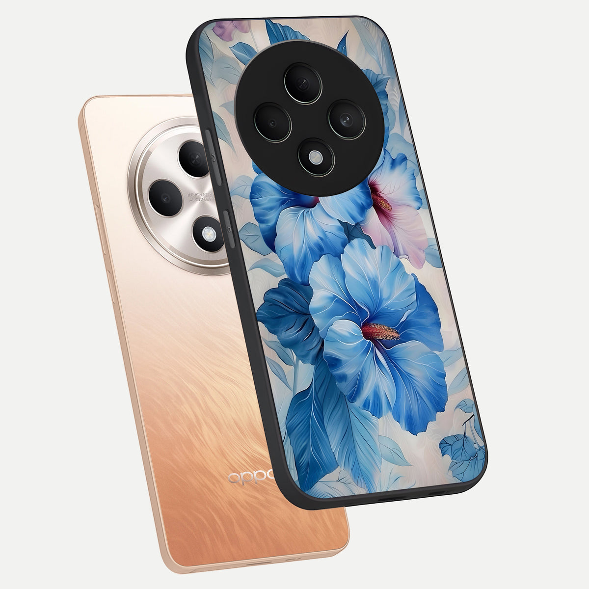  Ocean Hibiscus Grace phone case For Oppo F27 5G showing premium glass back cover with detailed artwork