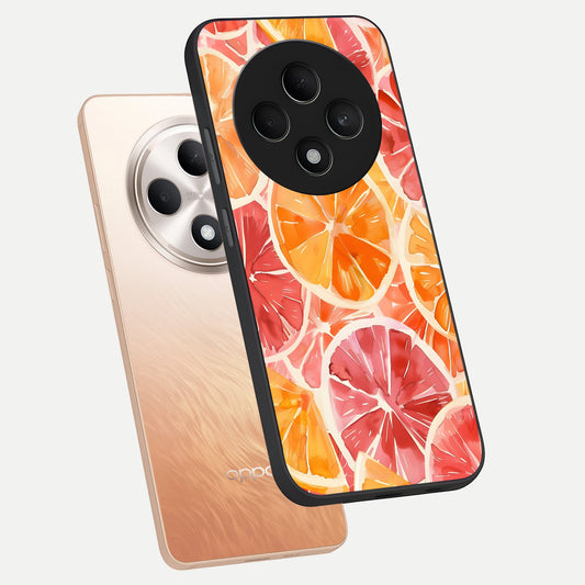  Orange Fruits Pattern phone case For Oppo F27 5G showing premium glass back cover with detailed artwork