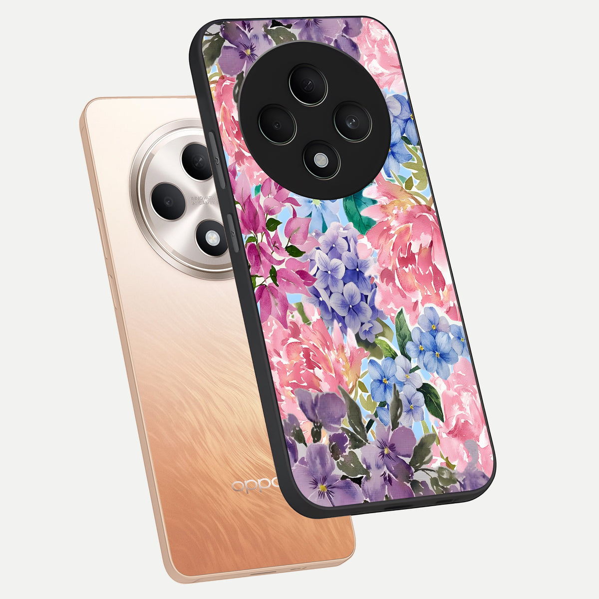  Pastel Floral Mix phone case For Oppo F27 5G showing premium glass back cover with detailed artwork