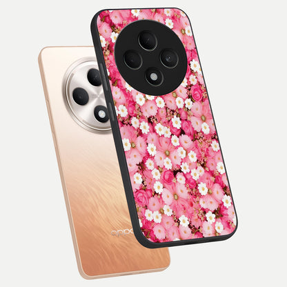  Pink Daisy Bliss phone case For Oppo F27 5G showing premium glass back cover with detailed artwork