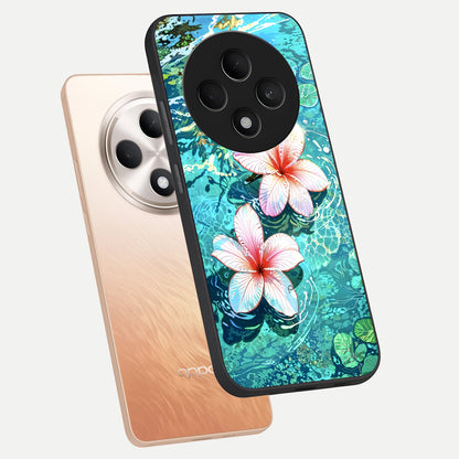  Pink Flowers in Water phone case For Oppo F27 5G showing premium glass back cover with detailed artwork