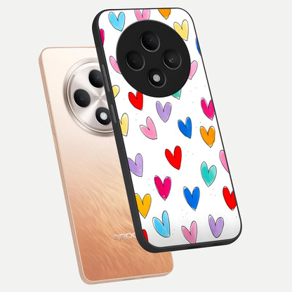  Playful Love Doodles phone case For Oppo F27 5G showing premium glass back cover with detailed artwork