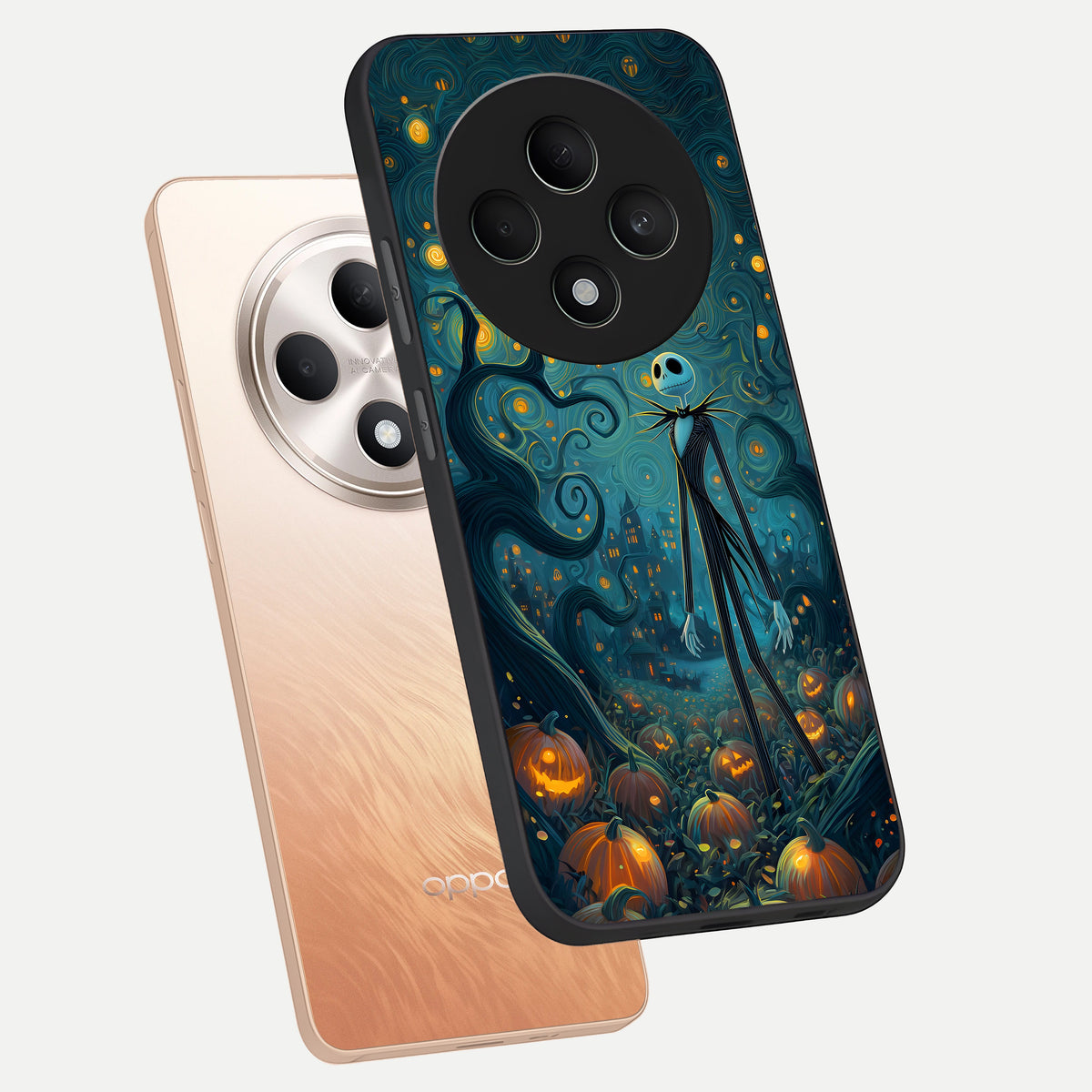  Pumpkin Moonlight Tale phone case For Oppo F27 5G showing premium glass back cover with detailed artwork
