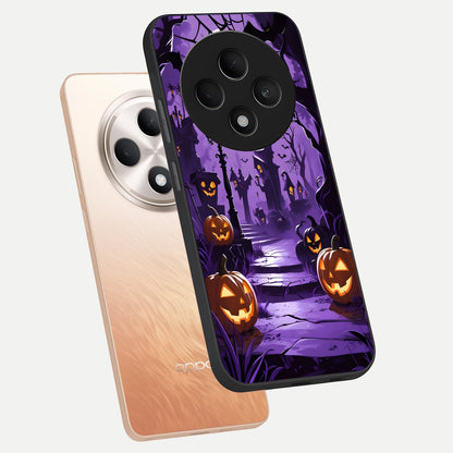 Pumpkin Patch Halloween phone case For Oppo F27 5G showing premium glass back cover with detailed artwork