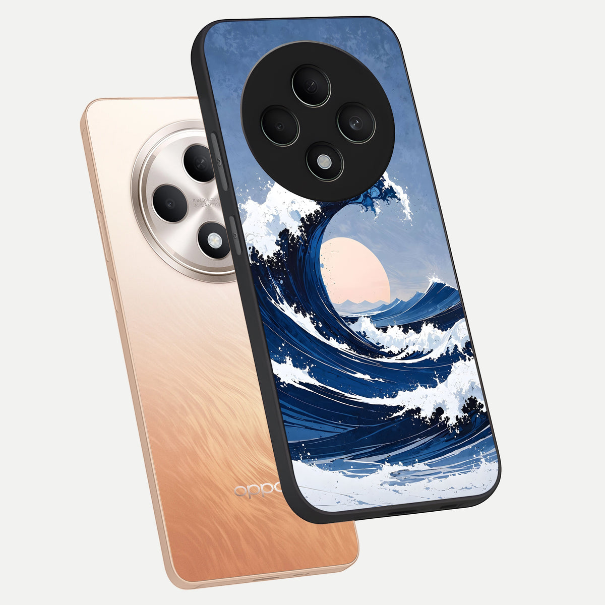  Rising Tide Power phone case For Oppo F27 5G showing premium glass back cover with detailed artwork