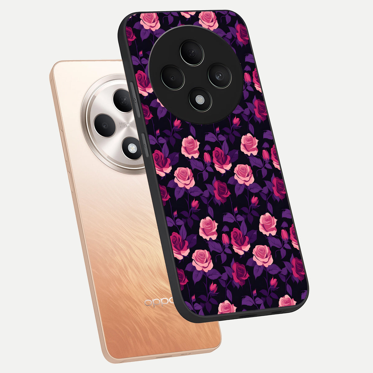  Rose Garden Twilight phone case For Oppo F27 5G showing premium glass back cover with detailed artwork
