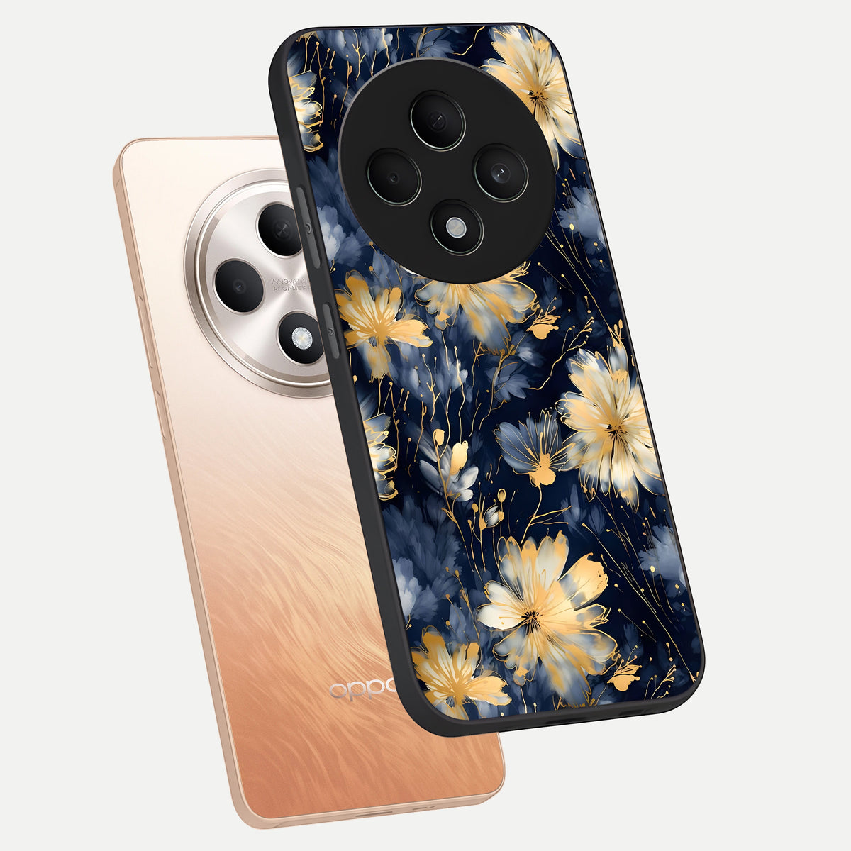  Royal Petal Dream phone case For Oppo F27 5G showing premium glass back cover with detailed artwork