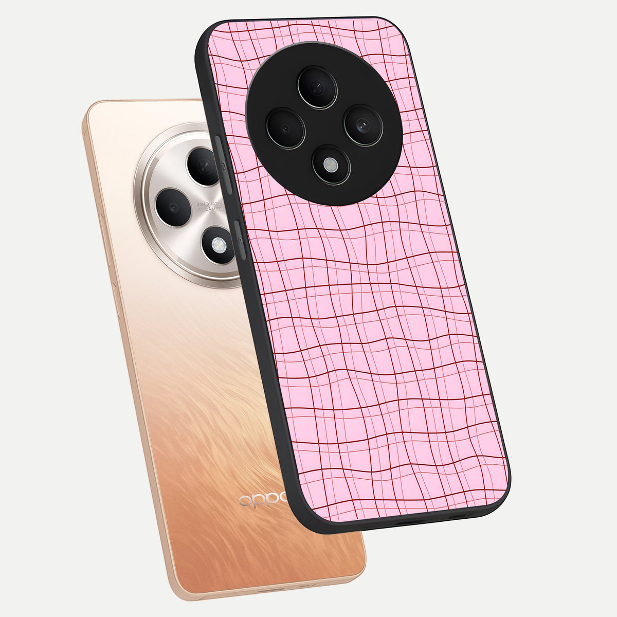  Soft Grid Bliss phone case For Oppo F27 5G showing premium glass back cover with detailed artwork