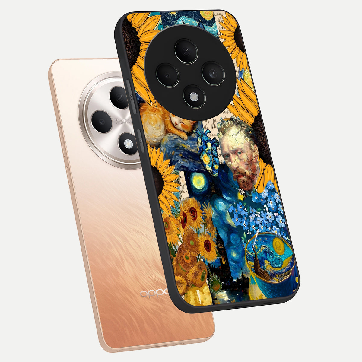  Sunflower Chic Mood Custom Name phone case For Oppo F27 5G showing premium glass back cover with detailed artwork