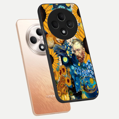  Sunflower Chic Mood Custom Name phone case For Oppo F27 5G showing premium glass back cover with detailed artwork
