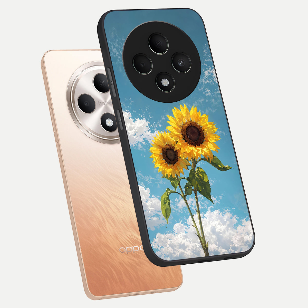  Sunlit Daisy Glow phone case For Oppo F27 5G showing premium glass back cover with detailed artwork