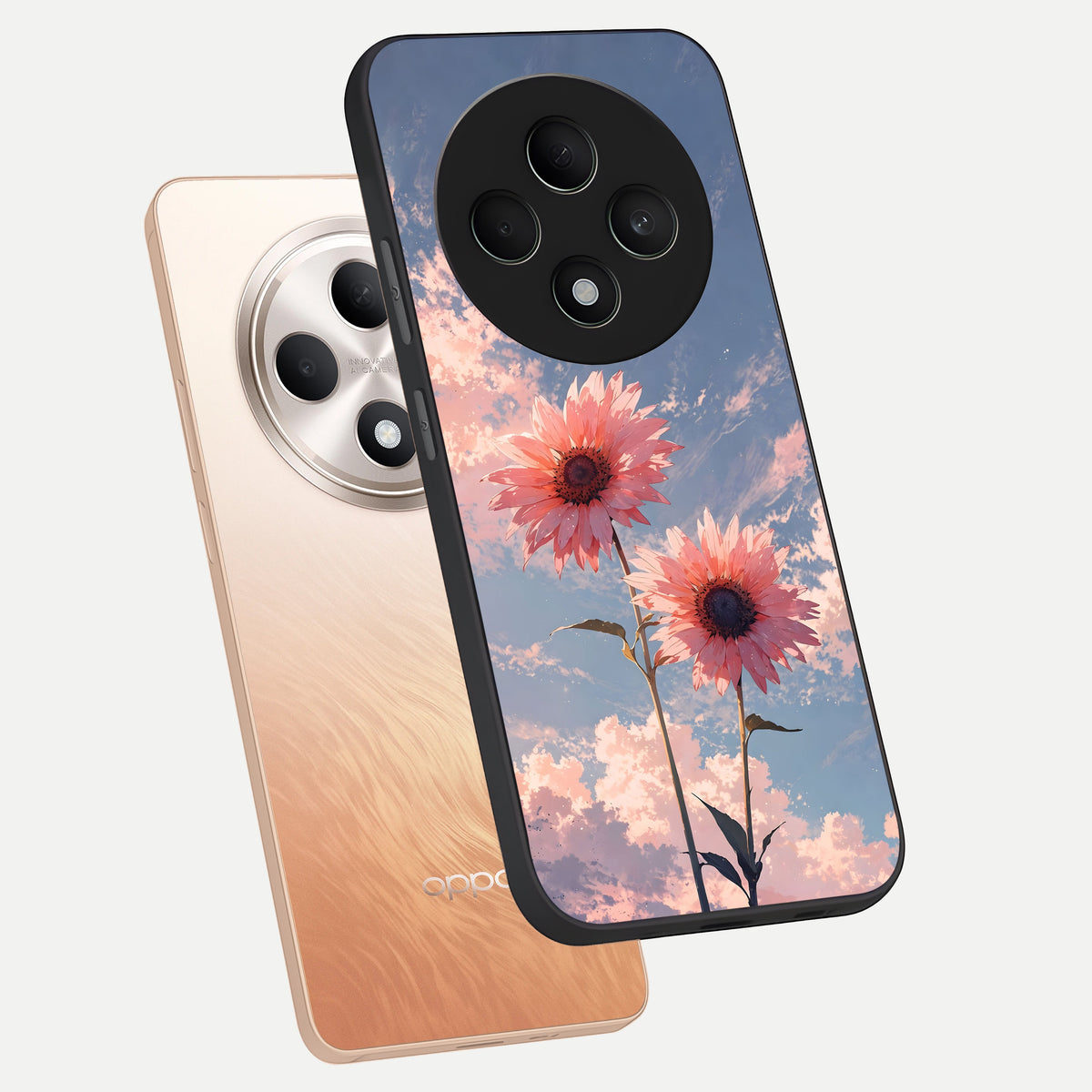  Sun Moon Balance phone case For Oppo F27 5G showing premium glass back cover with detailed artwork