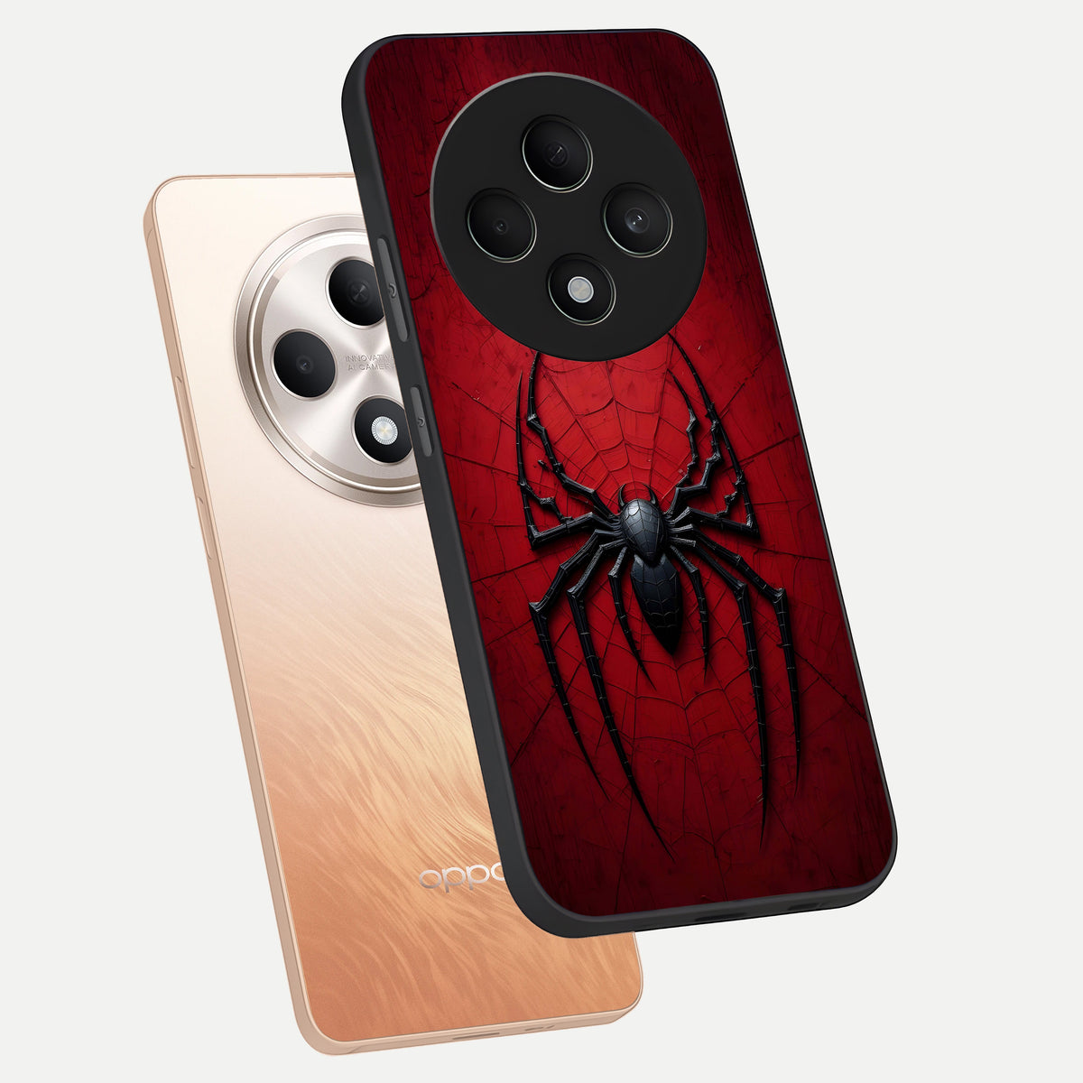  Superhero Web Emblem phone case For Oppo F27 5G showing premium glass back cover with detailed artwork