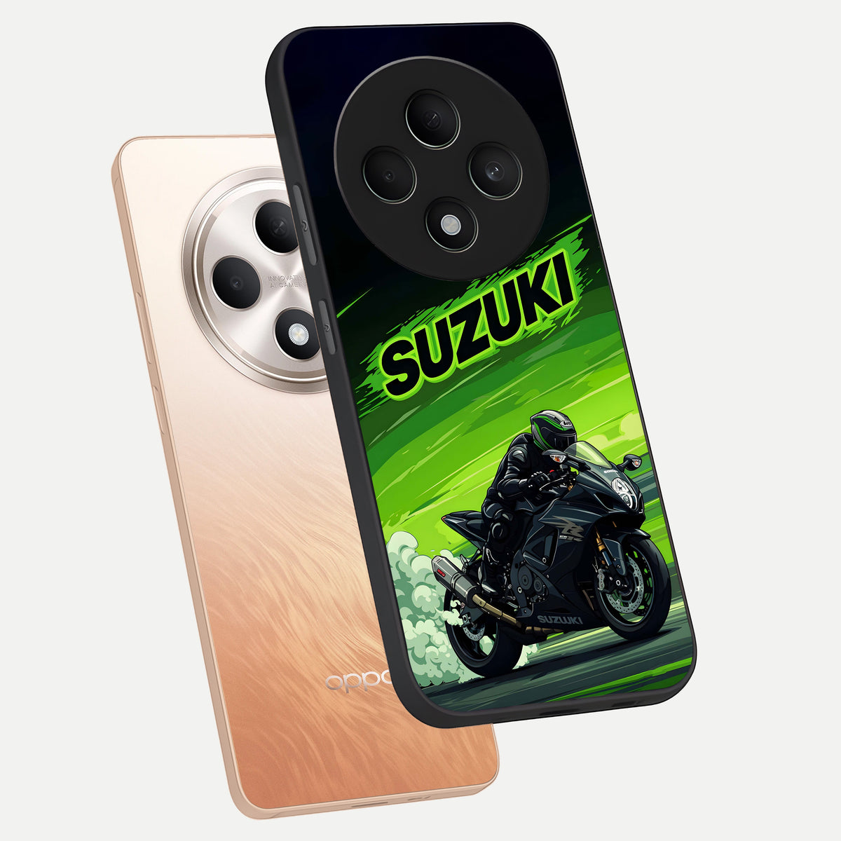  Suzuki Speed Beast phone case For Oppo F27 5G showing premium glass back cover with detailed artwork