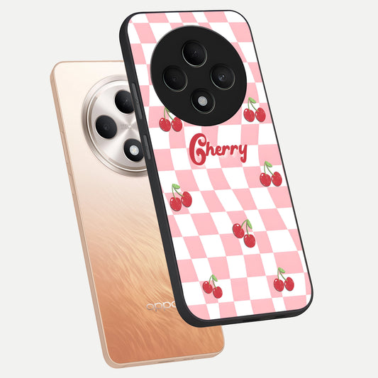  Sweet Cherry Vibes phone case For Oppo F27 5G showing premium glass back cover with detailed artwork