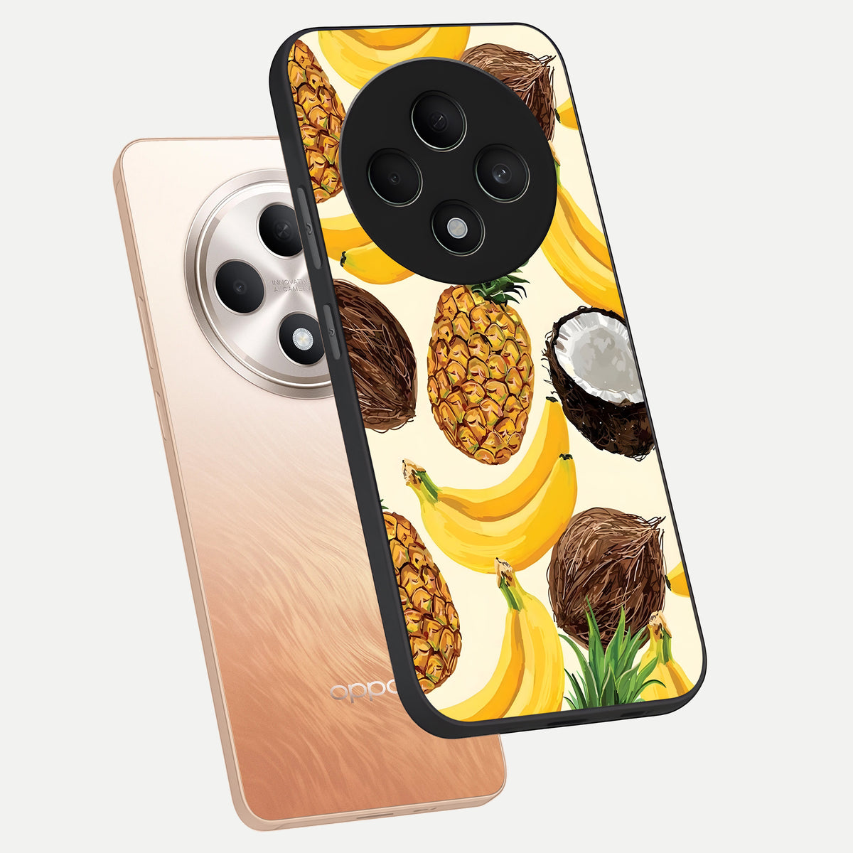 Tropical Fruit Mood phone case For Oppo F27 5G showing premium glass back cover with detailed artwork