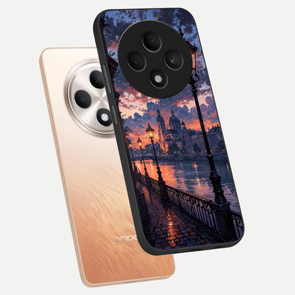  Twilight River Lights phone case For Oppo F27 5G showing premium glass back cover with detailed artwork