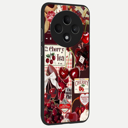  Aesthetic Cherry Tea back cover For Oppo F27 5G slim fit glass case with vibrant aesthetic design